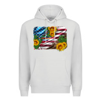 Dove Grey usa flag and sunflower serape leopard and cactus Premium Hoodie - Artiststas