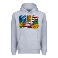 Heather Grey usa flag and sunflower serape leopard and cactus Premium Hoodie - Artiststas