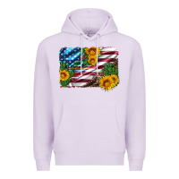Lilac usa flag and sunflower serape leopard and cactus Premium Hoodie - Artiststas