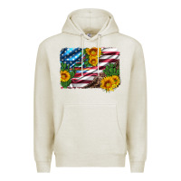Oatmeal Heather usa flag and sunflower serape leopard and cactus Premium Hoodie - Artiststas