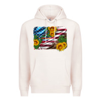 Pale Pink usa flag and sunflower serape leopard and cactus Premium Hoodie - Artiststas