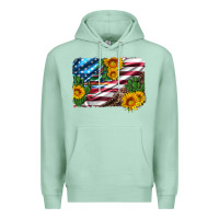 Seafoam usa flag and sunflower serape leopard and cactus Premium Hoodie - Artiststas