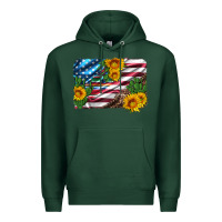 Sports Green usa flag and sunflower serape leopard and cactus Premium Hoodie - Artiststas