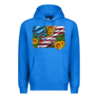 True Royal usa flag and sunflower serape leopard and cactus Premium Hoodie - Artiststas
