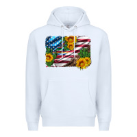 White usa flag and sunflower serape leopard and cactus Premium Hoodie - Artiststas