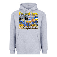 Heather Grey i'm just here for the snacks #volleyball brother Heavyweight Hoodie - Zillion Design Studio
