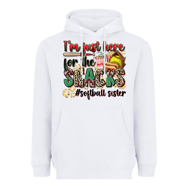 I'm Just Here For The Snacks #softball Sister Heavyweight Hoodie by Zillion Design Studio | Teevron