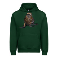 Forest Green Sea Lion Illustrations Urban Hoodie - LillyAllenDesigns