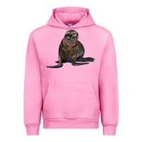 Fuchsia Pink Sea Lion Illustrations Urban Hoodie - LillyAllenDesigns