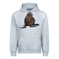 Heather Grey Sea Lion Illustrations Urban Hoodie - LillyAllenDesigns