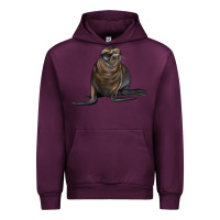 Mauve Wine Sea Lion Illustrations Urban Hoodie - LillyAllenDesigns