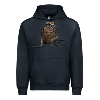Navy Sea Lion Illustrations Urban Hoodie - LillyAllenDesigns