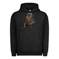 Pigment Black Sea Lion Illustrations Urban Hoodie - LillyAllenDesigns