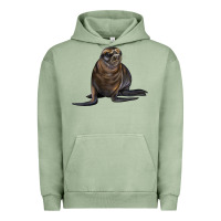 Pigment Oil Green Sea Lion Illustrations Urban Hoodie - LillyAllenDesigns