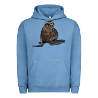 Pigment Pebble Blue Sea Lion Illustrations Urban Hoodie - LillyAllenDesigns