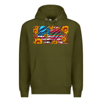 Army Green usa flag and serape with leopard and sunflowers license plate Premium Hoodie - Artiststas