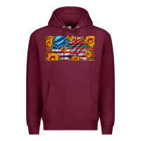 Burgundy usa flag and serape with leopard and sunflowers license plate Premium Hoodie - Artiststas