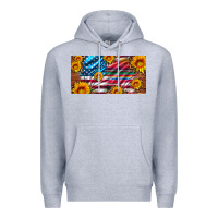 Heather Grey usa flag and serape with leopard and sunflowers license plate Premium Hoodie - Artiststas