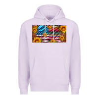 Lilac usa flag and serape with leopard and sunflowers license plate Premium Hoodie - Artiststas