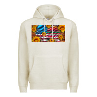 Oatmeal Heather usa flag and serape with leopard and sunflowers license plate Premium Hoodie - Artiststas