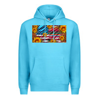 Ocean Blue usa flag and serape with leopard and sunflowers license plate Premium Hoodie - Artiststas