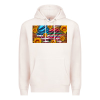 Pale Pink usa flag and serape with leopard and sunflowers license plate Premium Hoodie - Artiststas