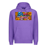 Purple usa flag and serape with leopard and sunflowers license plate Premium Hoodie - Artiststas