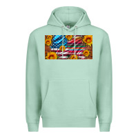 Seafoam usa flag and serape with leopard and sunflowers license plate Premium Hoodie - Artiststas