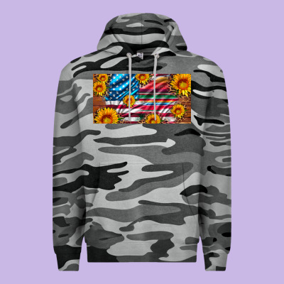 Usa Flag And Serape With Leopard And Sunflowers License Plate Premium Hoodie Designed By Artiststas