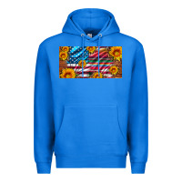 True Royal usa flag and serape with leopard and sunflowers license plate Premium Hoodie - Artiststas