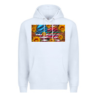 White usa flag and serape with leopard and sunflowers license plate Premium Hoodie - Artiststas