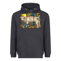 Smoke western charolais bull and aztec sunflower background Heavyweight Hoodie - RanaPortraitStore
