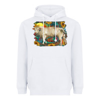 White western charolais bull and aztec sunflower background Heavyweight Hoodie - RanaPortraitStore