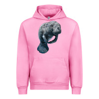 Fuchsia Pink Manatee Illustrations Urban Hoodie - LillyAllenDesigns