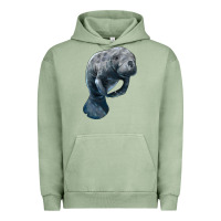 Pigment Oil Green Manatee Illustrations Urban Hoodie - LillyAllenDesigns