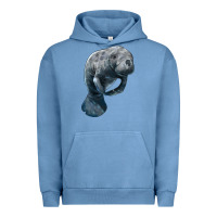 Pigment Pebble Blue Manatee Illustrations Urban Hoodie - LillyAllenDesigns