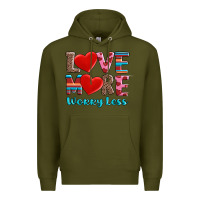 Army Green love more worry less Premium Hoodie - AdoDesignShop