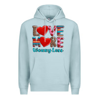 Blue Mist love more worry less Premium Hoodie - AdoDesignShop