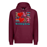 Burgundy love more worry less Premium Hoodie - AdoDesignShop