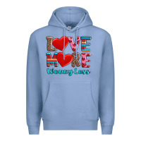 Colony Blue love more worry less Premium Hoodie - AdoDesignShop