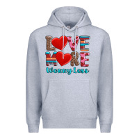 Heather Grey love more worry less Premium Hoodie - AdoDesignShop