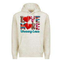 Oatmeal Heather love more worry less Premium Hoodie - AdoDesignShop