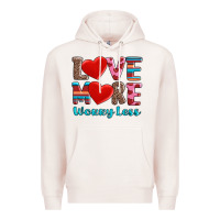 Pale Pink love more worry less Premium Hoodie - AdoDesignShop