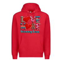 Red love more worry less Premium Hoodie - AdoDesignShop