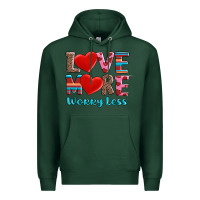 Sports Green love more worry less Premium Hoodie - AdoDesignShop