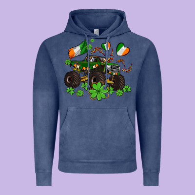Monster Truck With Shamrocks Vintage Hoodie Designed By Adodesignshop