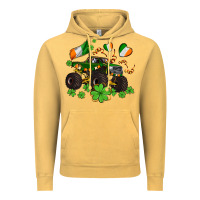 Vintage Mustard monster truck with shamrocks Vintage Hoodie - AdoDesignShop
