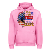 Fuchsia Pink home of the free because of the brave Urban Hoodie - NancyCooperArtShop