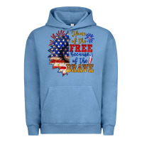 Pigment Pebble Blue home of the free because of the brave Urban Hoodie - NancyCooperArtShop