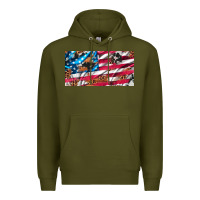 Army Green usa flag and leopard with wood license plate Premium Hoodie - Artiststas